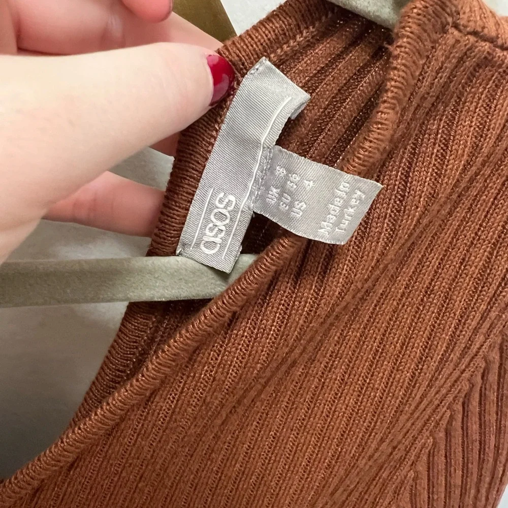 Rust Ribbed Knit Dress - Picture 2 of 2